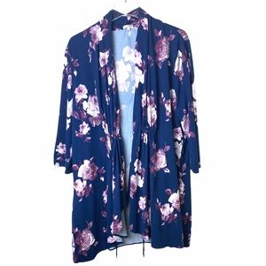 Kiyonna Lori Printed Bellini Blue and Purple Floral Print Size 3X